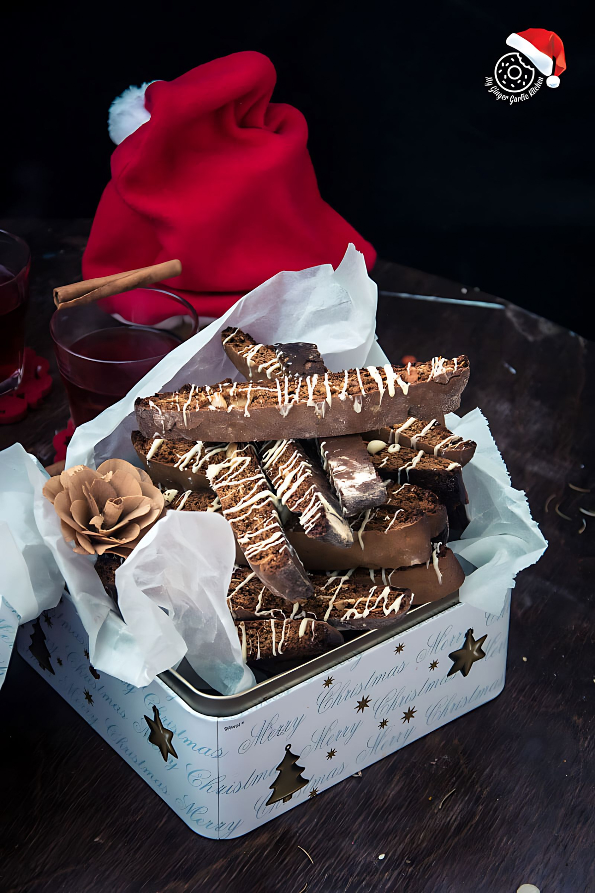 Gingerbread Biscotti With White Chocolate Drizzle | mygingergarlickitchen.com/ @anupama_dreams
