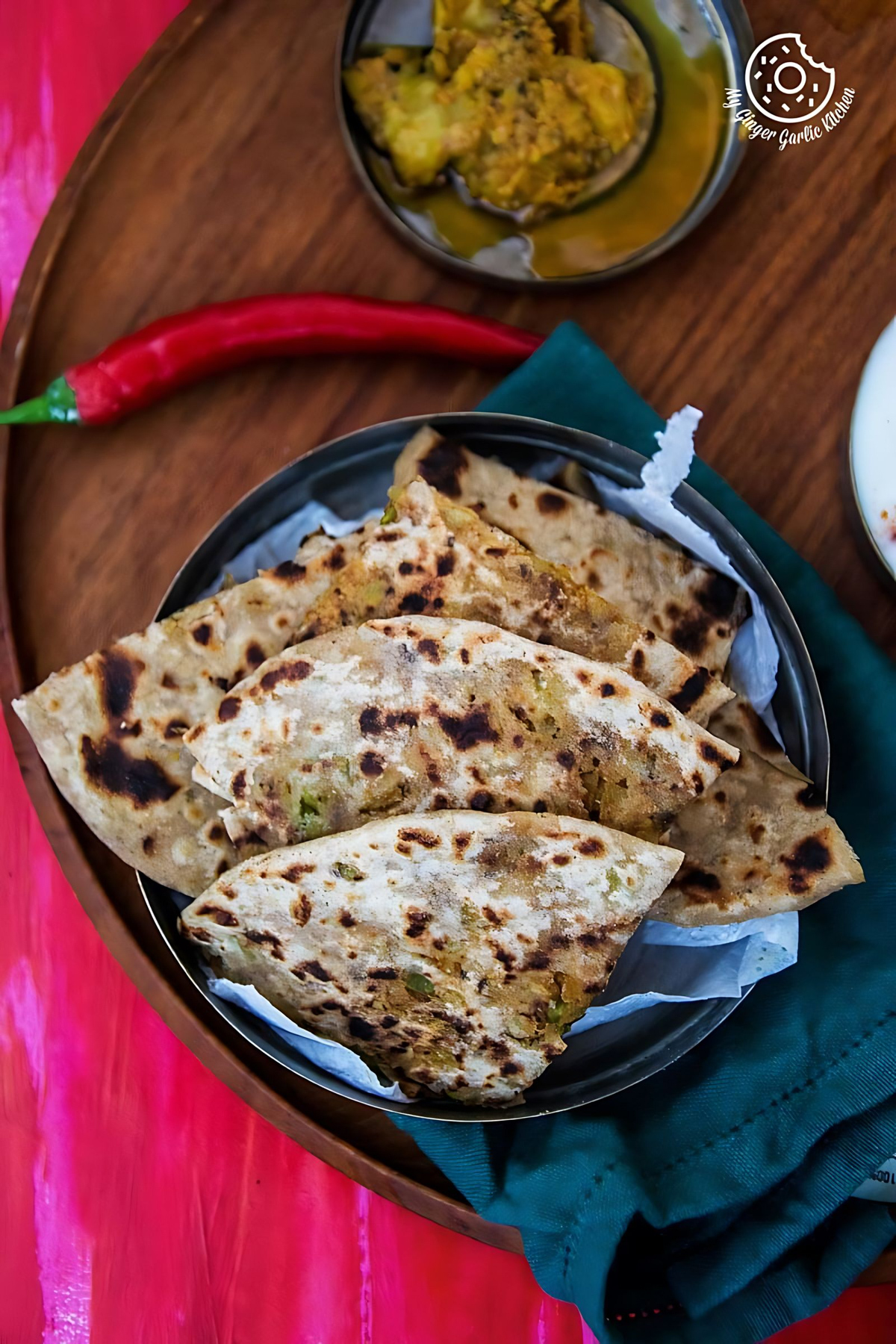 Cabbage Peas Stuffed Paratha - Patta Gobi Ka Paratha