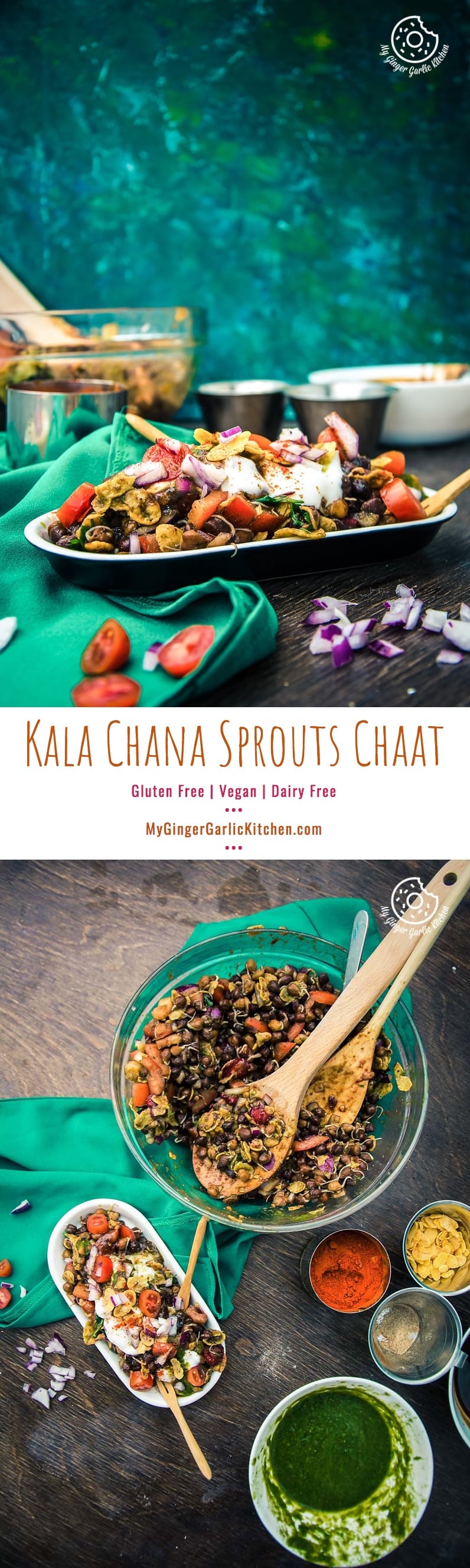 Kala Chana Sprouts Chaat | Black Chickpeas Chaat | mygingergarlickitchen.com/ @anupama_dreams