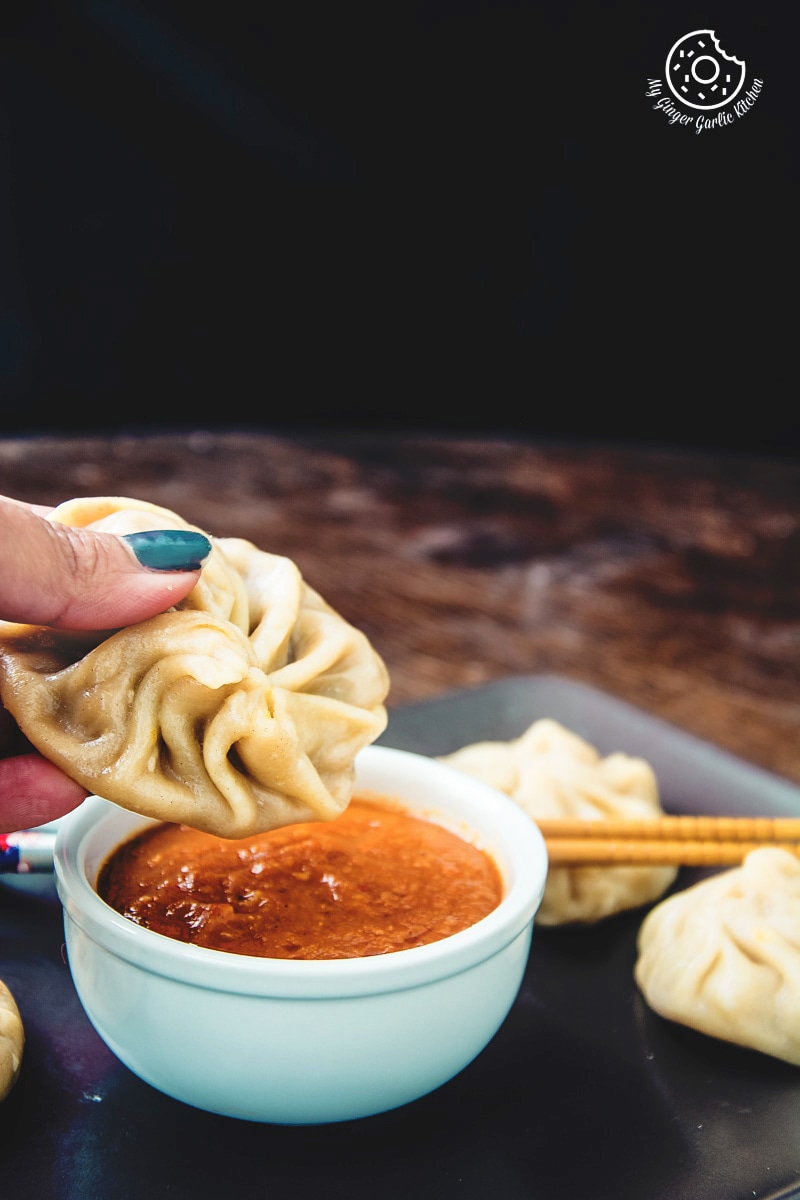 Steamed Vegetable Momos With Spicy Chili Chutney - Dim Sum