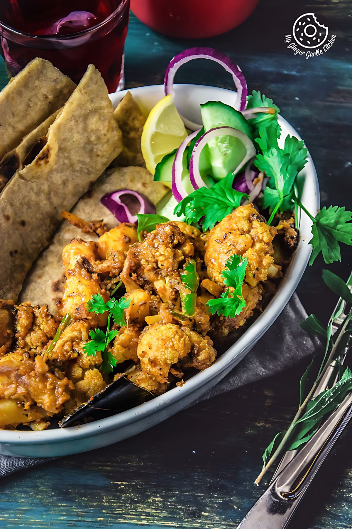 Dhaba Style Dry Aloo Gobi - Potato and Cauliflower