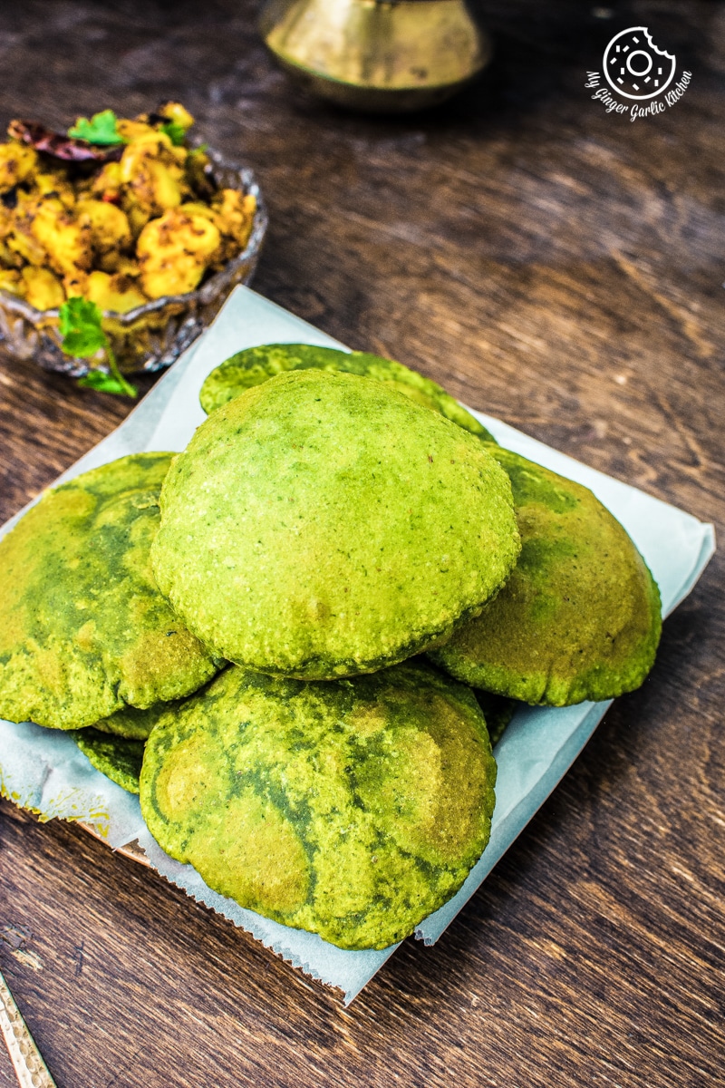 Palak Ki Puri Recipe Video | How To Make Palak Poori | Spinach Puri | mygingergarlickitchen.com/ @anupama_dreams
