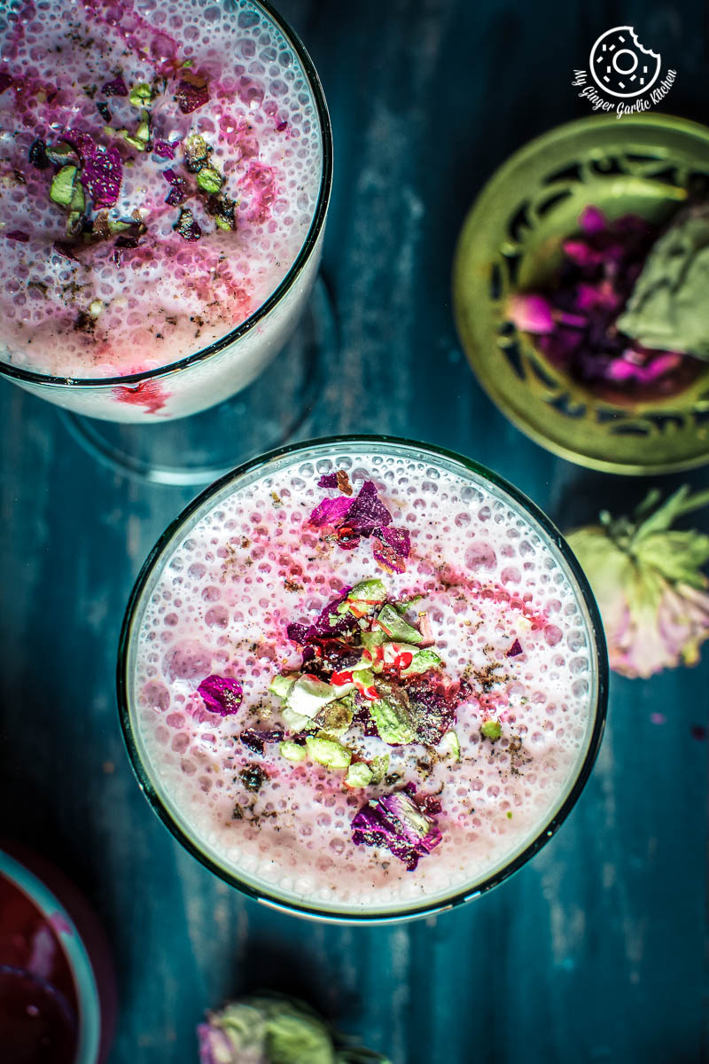 Rose lassi recipe Queen of all lassi - Raks Kitchen