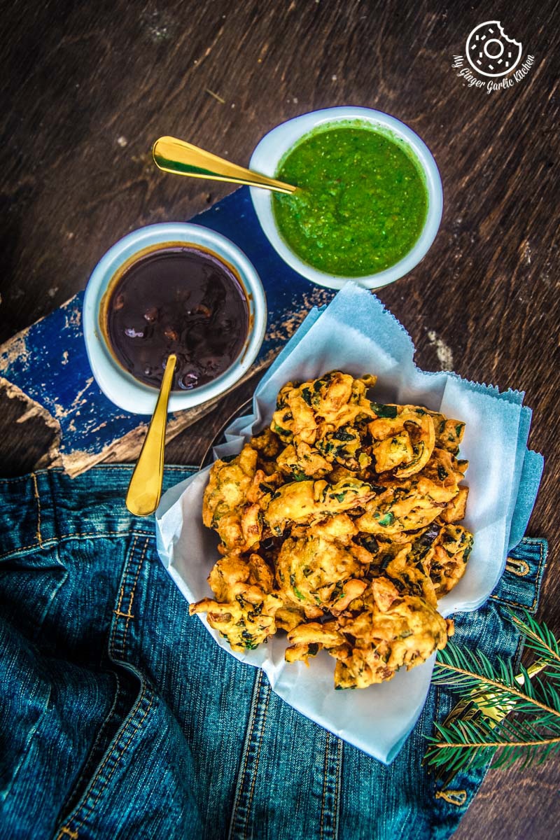 Crispy Aloo Palak Pakora Recipe | Spinach Potato Fritters Recipe | mygingergarlickitchen.com/ @anupama_dreams
