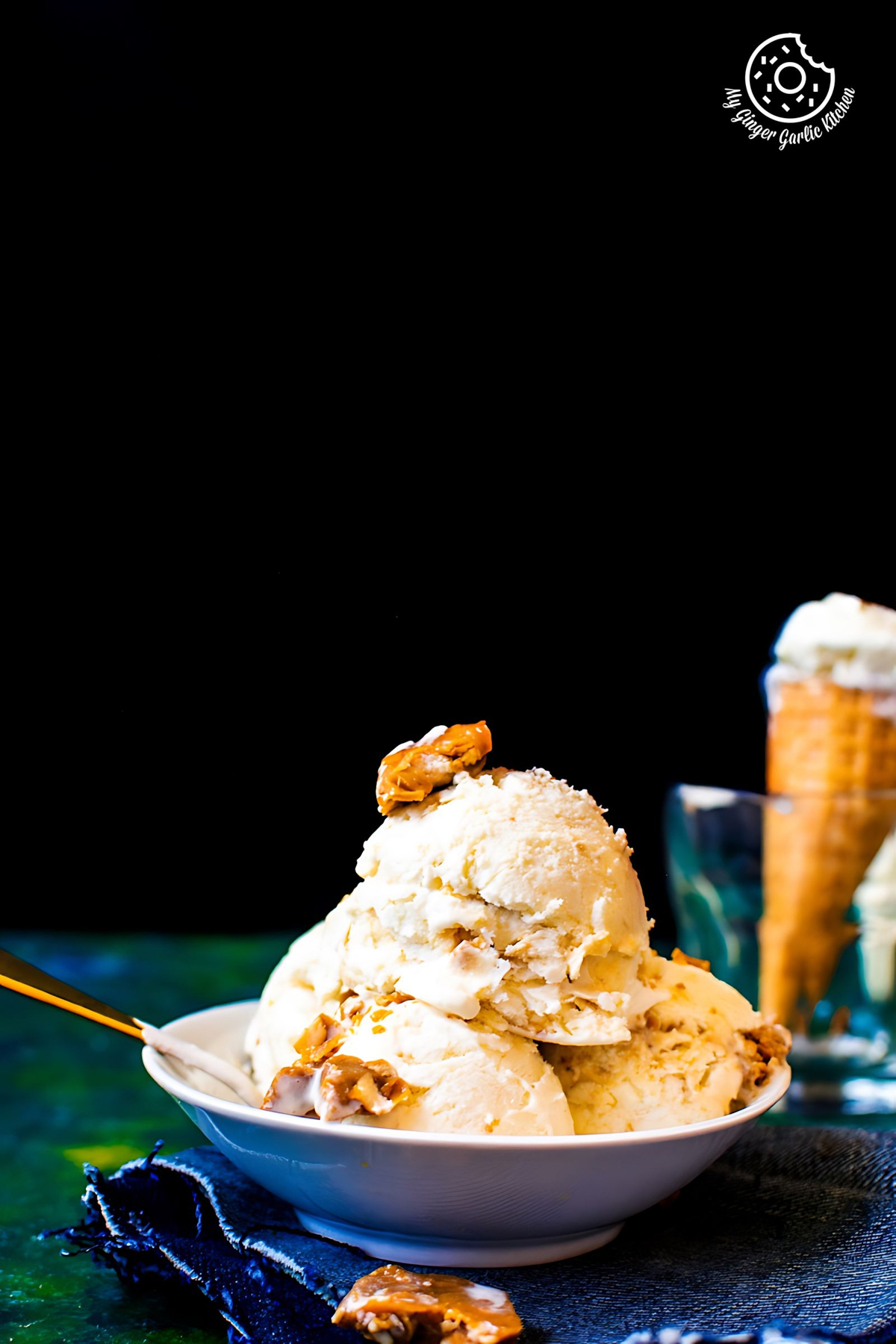 Image of Indian Butterscotch Ice Cream Recipe - No Churn - Eggless