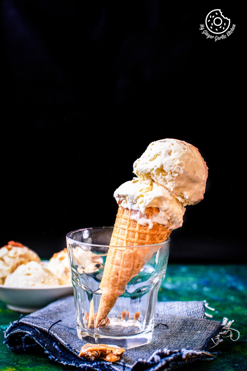 Indian Butterscotch Ice Cream Recipe Video | No Churn Eggless Butterscotch Ice Cream | mygingergarlickitchen.com/ @anupama_dreams