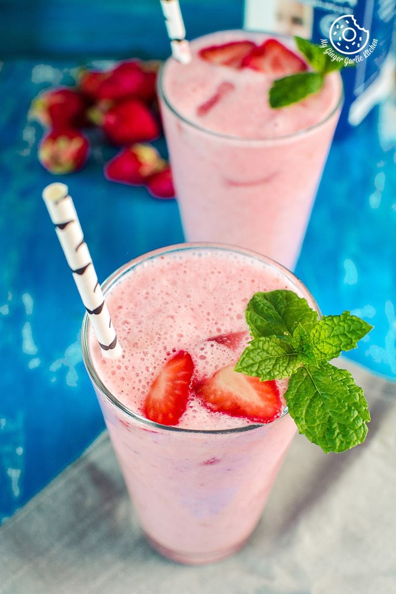 Refreshing Strawberry Lassi - Piping Pot Curry