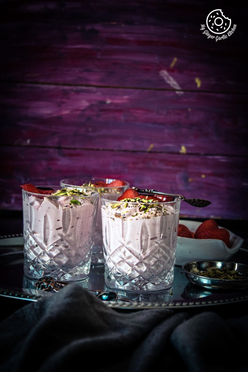 Instant Strawberry Shrikhand Recipe | mygingergarlickitchen.com/ @anupama_dreams