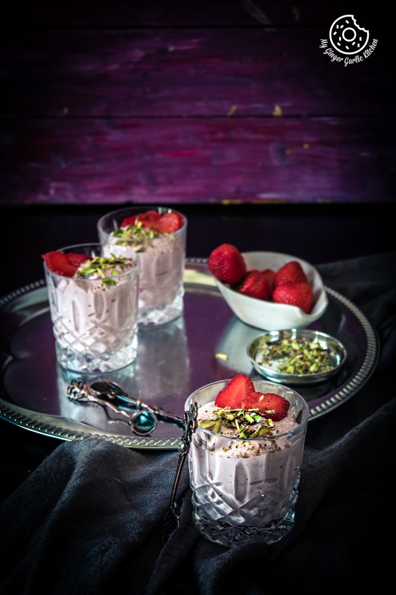 Instant Strawberry Shrikhand Recipe | mygingergarlickitchen.com/ @anupama_dreams