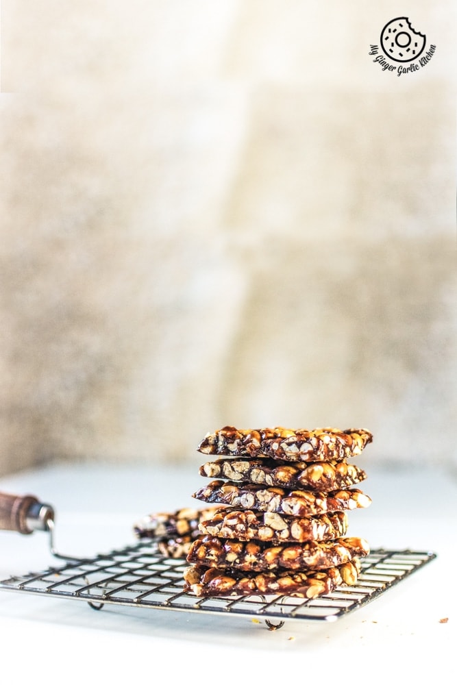 Peanut Chikki Recipe - Peanut Brittle | mygingergarlickitchen.com/ @anupama_dreams