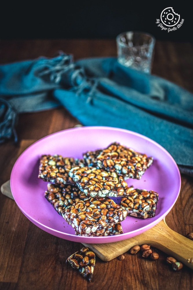 Peanut Chikki Recipe - Peanut Brittle | mygingergarlickitchen.com/ @anupama_dreams