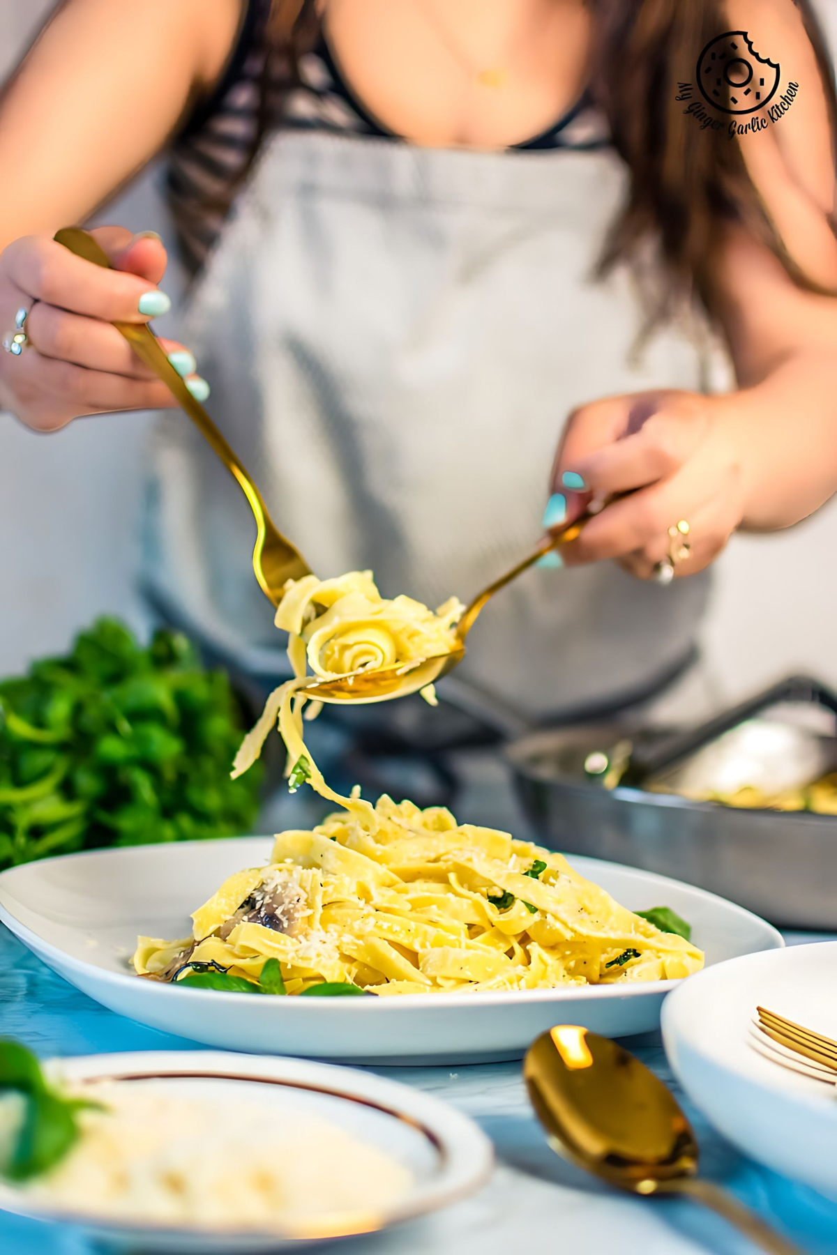 Image of Mushroom Fettuccine with Alfredo Sauce