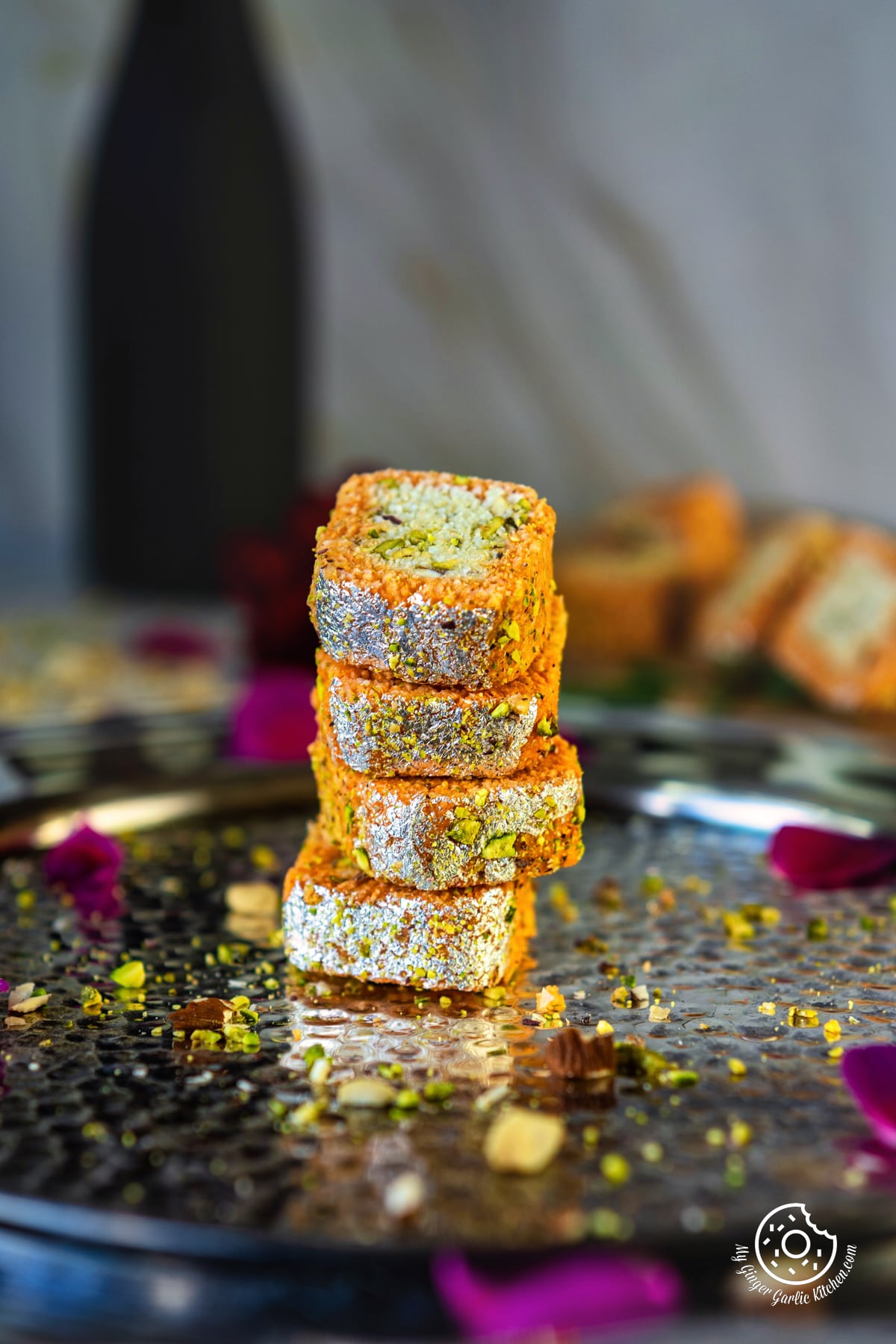 stacked coconut burfi roll