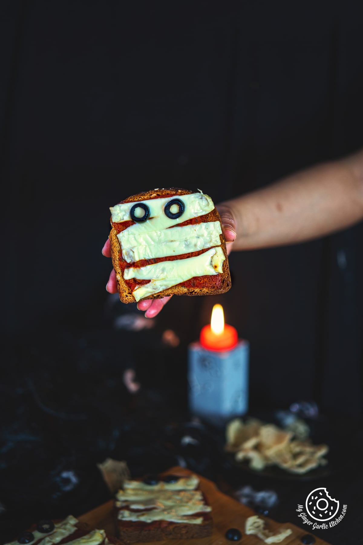 Halloween Mummy Pizza Toast