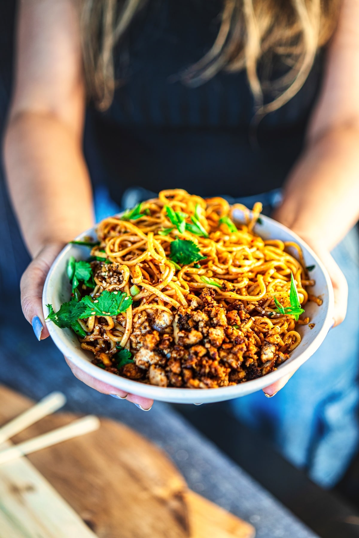 Image of Chili Garlic Noodles with Crispy Tofu