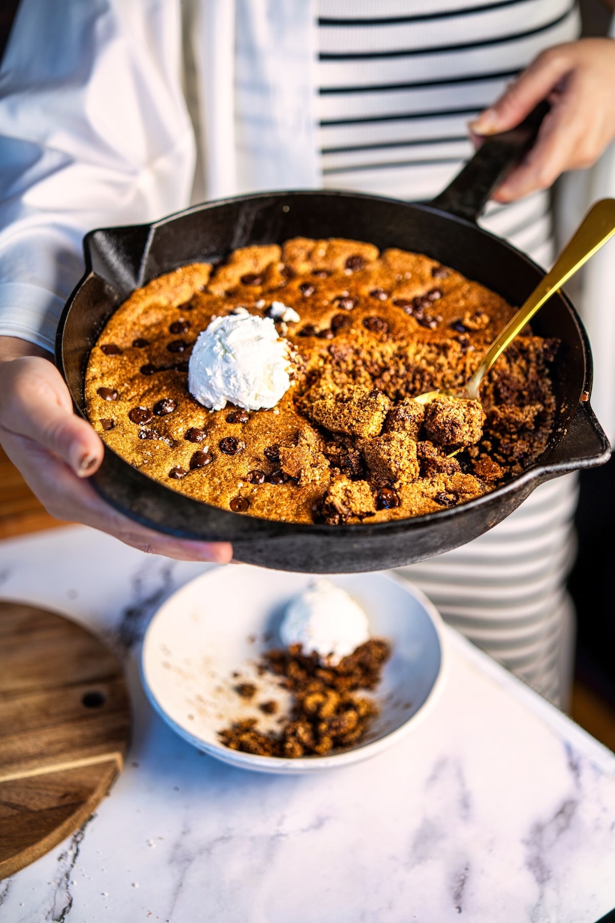 Image of Almond Flour Skillet Chocolate Chip Cookie