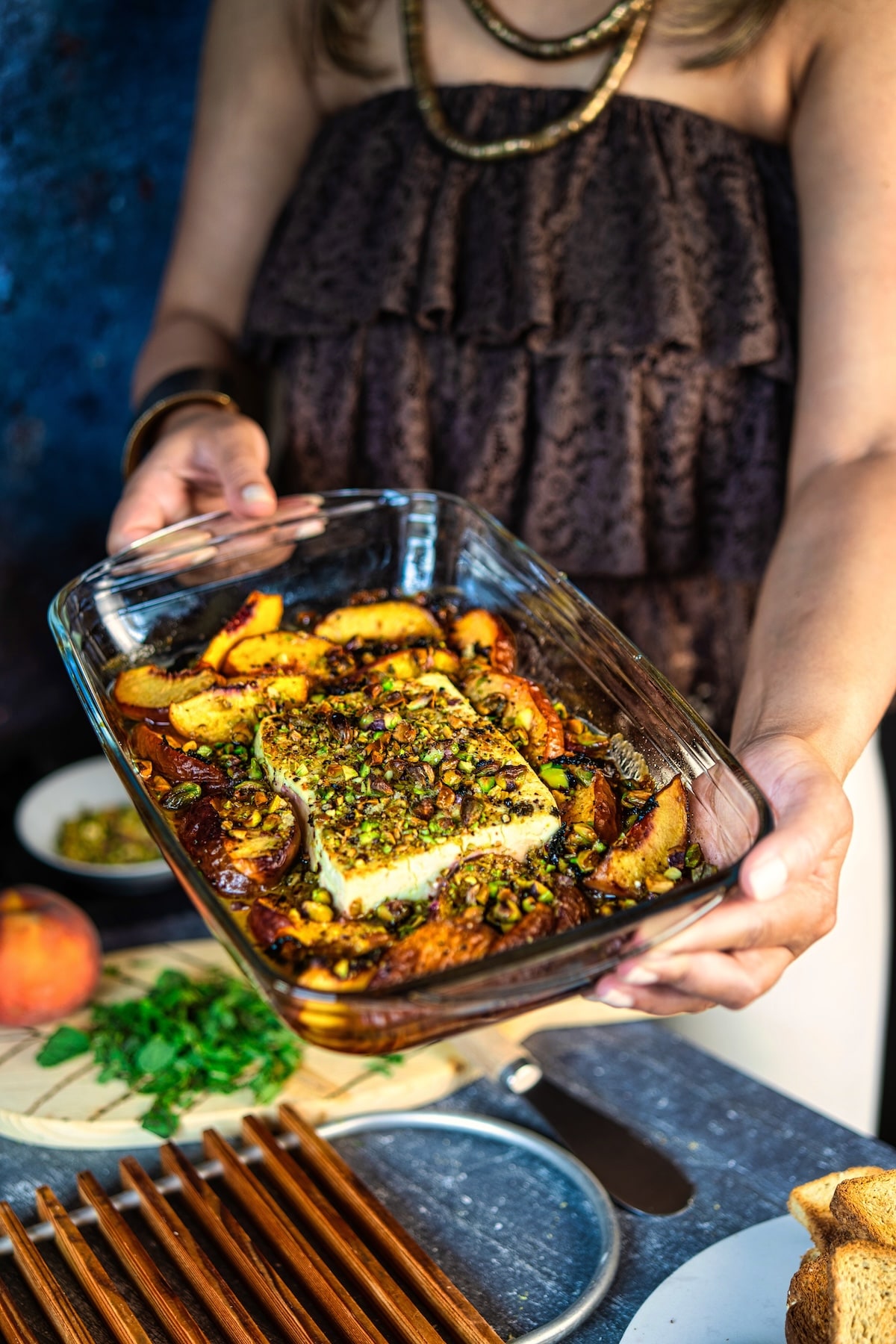 Baked Peach Feta